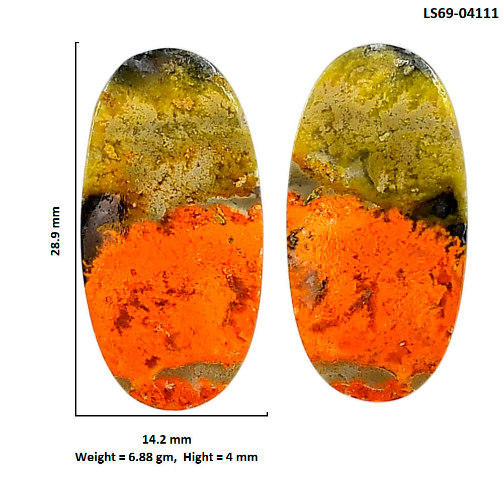 Indonesian Bumble Bee Pair 14.2x28.9x4 mm Oval Shape Polished Gemstone LS69-04111