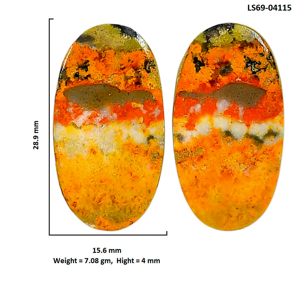Indonesian Bumble Bee Pair 15.6x28.9x4 mm Oval Shape Polished Gemstone LS69-04115