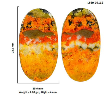 Indonesian Bumble Bee Pair 15.6x28.9x4 mm Oval Shape Polished Gemstone LS69-04115