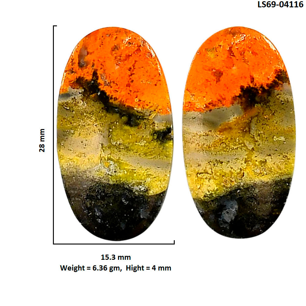 Indonesian Bumble Bee Pair 15.3x28x4 mm Oval Shape Polished Gemstone LS69-04116