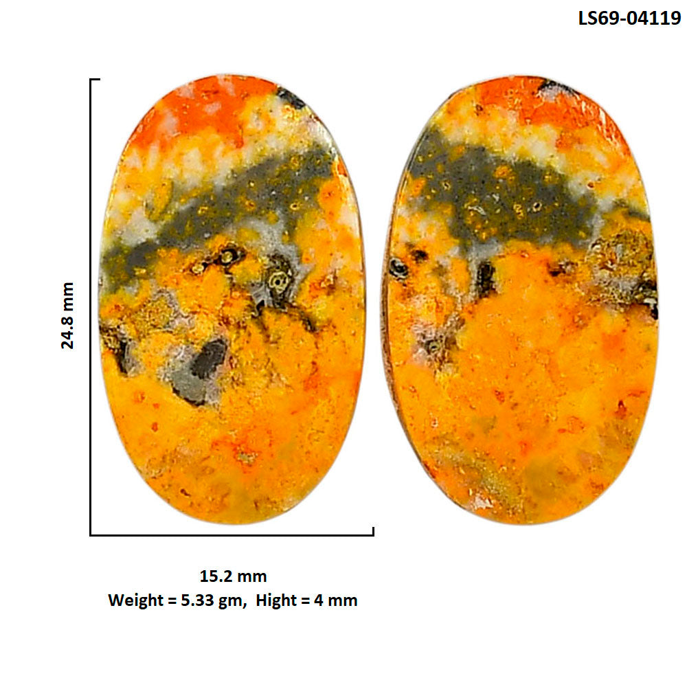 Indonesian Bumble Bee Pair 15.2x24.8x4 mm Oval Shape Polished Gemstone LS69-04119