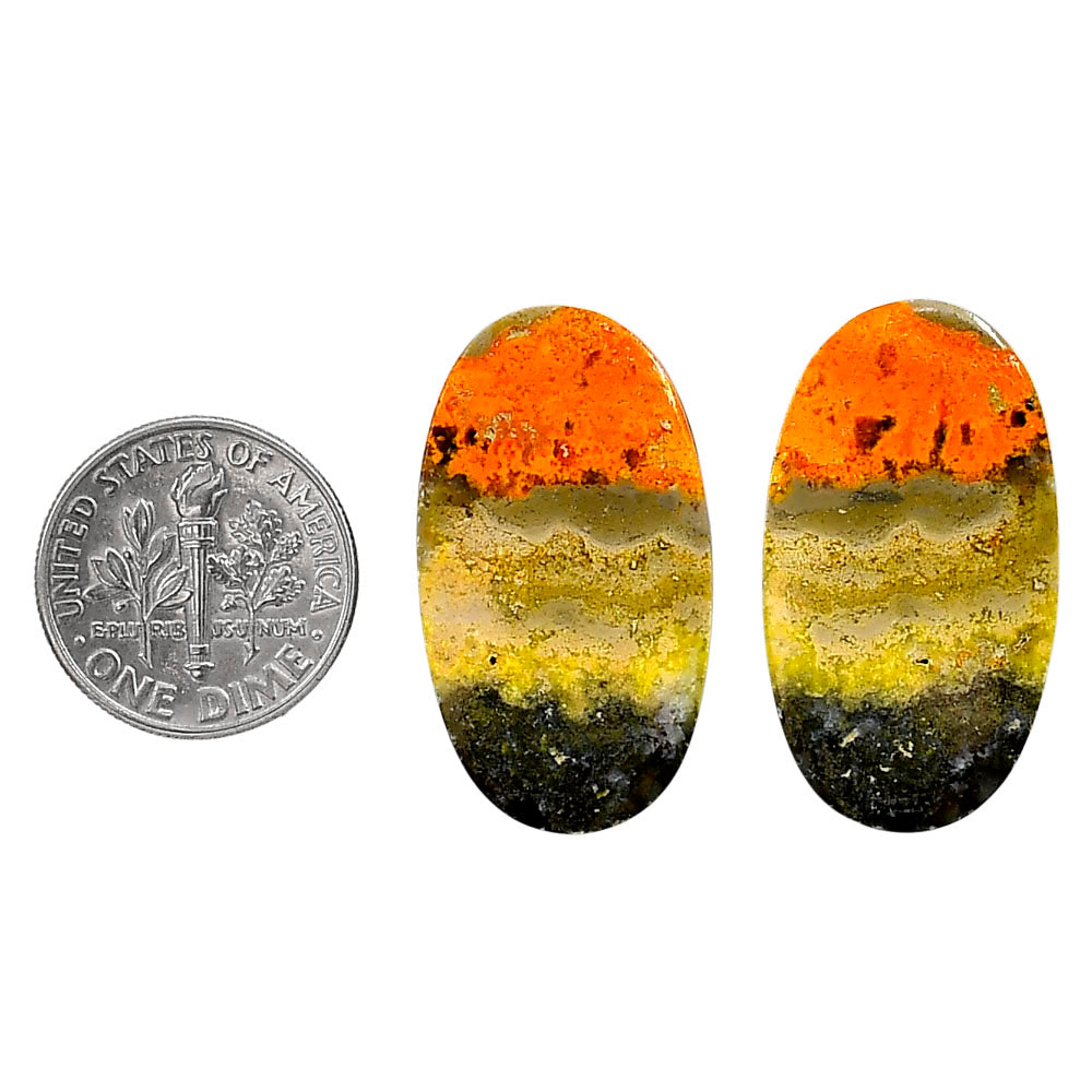 Indonesian Bumble Bee Pair 16.35x29.2x4 mm Oval Shape Polished Gemstone LS69-04120