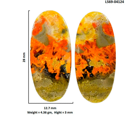 Indonesian Bumble Bee Pair 12.7x28x3 mm Oval Shape Polished Gemstone LS69-04124