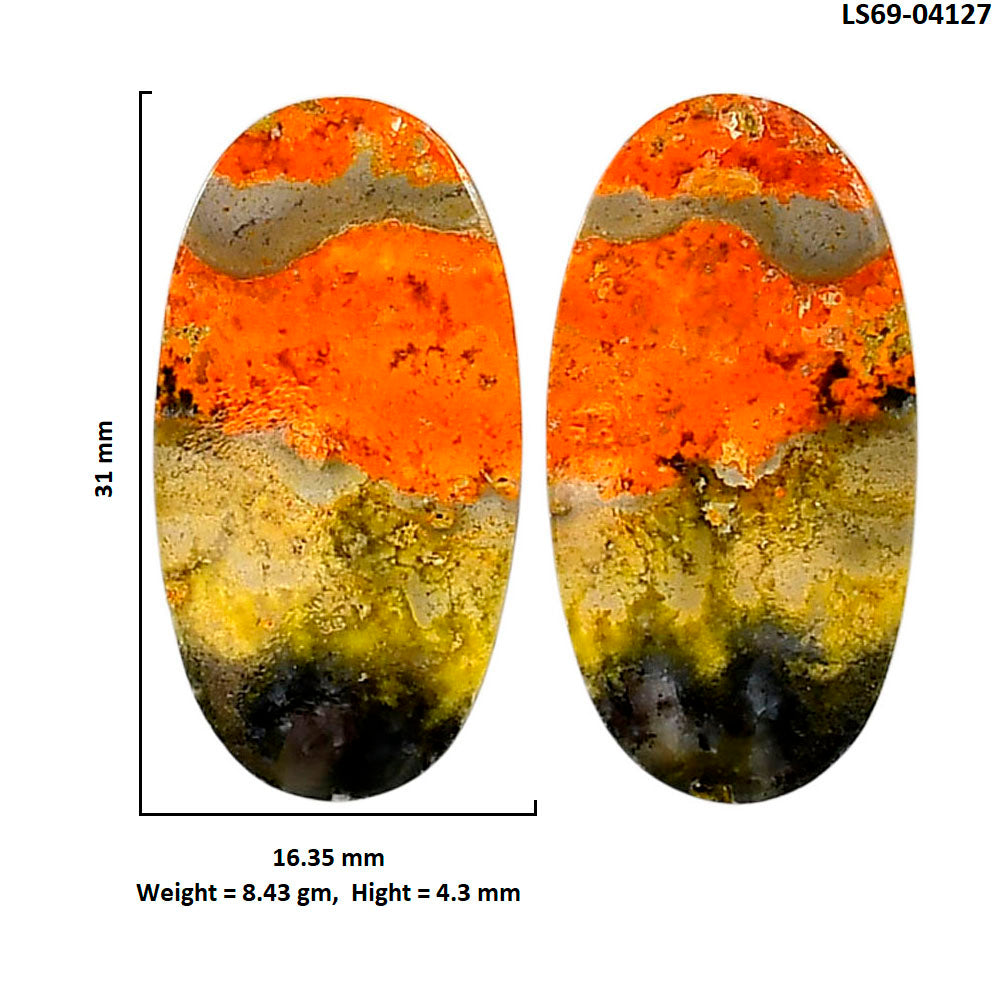 Indonesian Bumble Bee Pair 16.35x31x4.3 mm Oval Shape Polished Gemstone LS69-04127