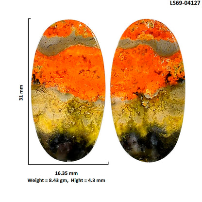 Indonesian Bumble Bee Pair 16.35x31x4.3 mm Oval Shape Polished Gemstone LS69-04127