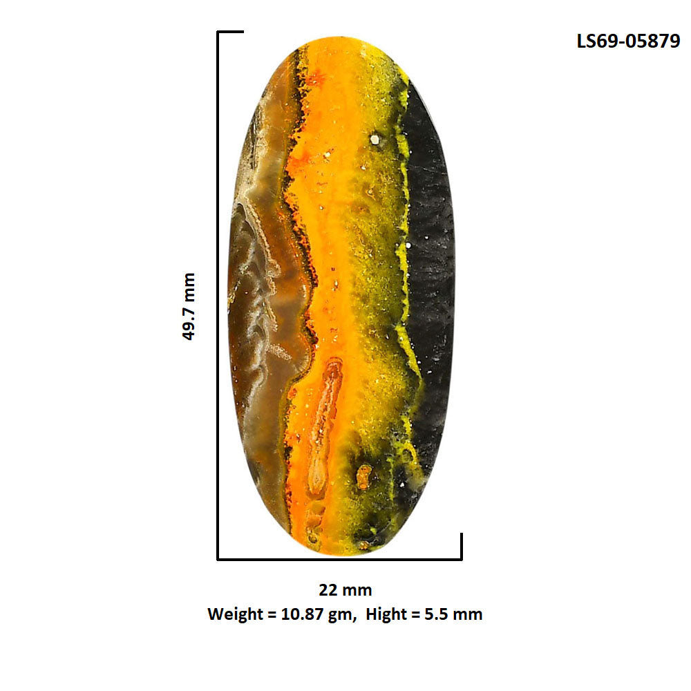 Indonesian Bumble Bee 22x49.7x5.5 mm Oval Shape Polished Gemstone LS69-05879