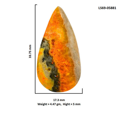 Indonesian Bumble Bee 17.3x33.75x5 mm Pear Shape Polished Gemstone LS69-05881