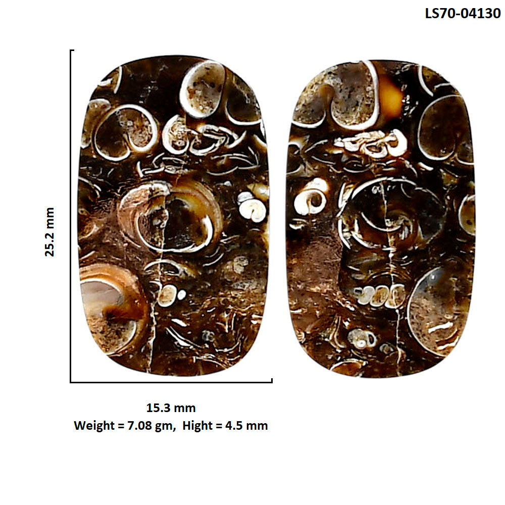 Turtella Jasper Pair 15.3x25.2x4.5 mm Cushion Shape Polished Gemstone LS70-04130