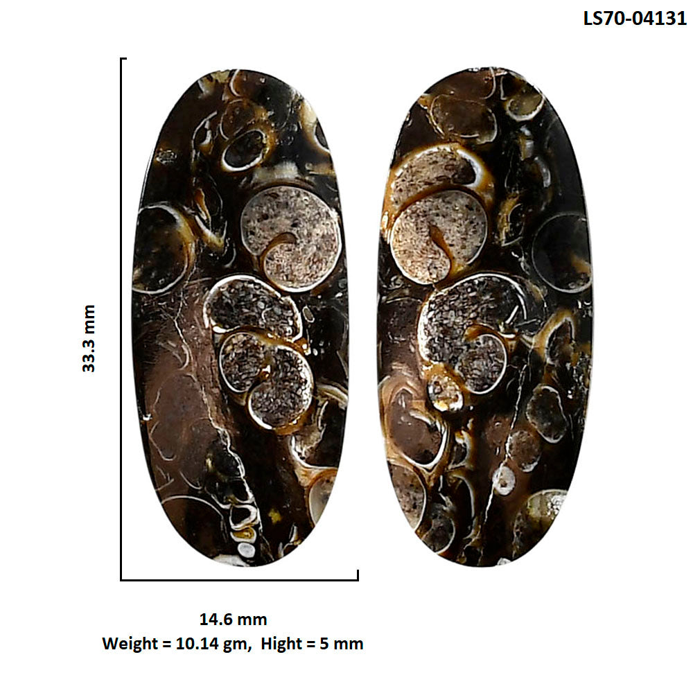 Turtella Jasper Pair 14.6x33.3x5 mm Oval Shape Polished Gemstone LS70-04131