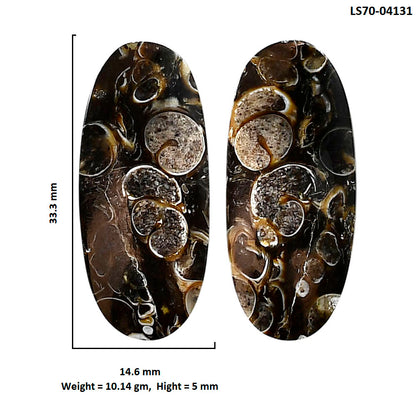 Turtella Jasper Pair 14.6x33.3x5 mm Oval Shape Polished Gemstone LS70-04131