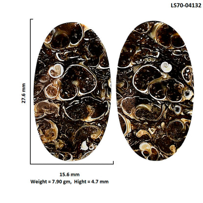 Turtella Jasper Pair 15.6x27.6x4.7 mm Oval Shape Polished Gemstone LS70-04132