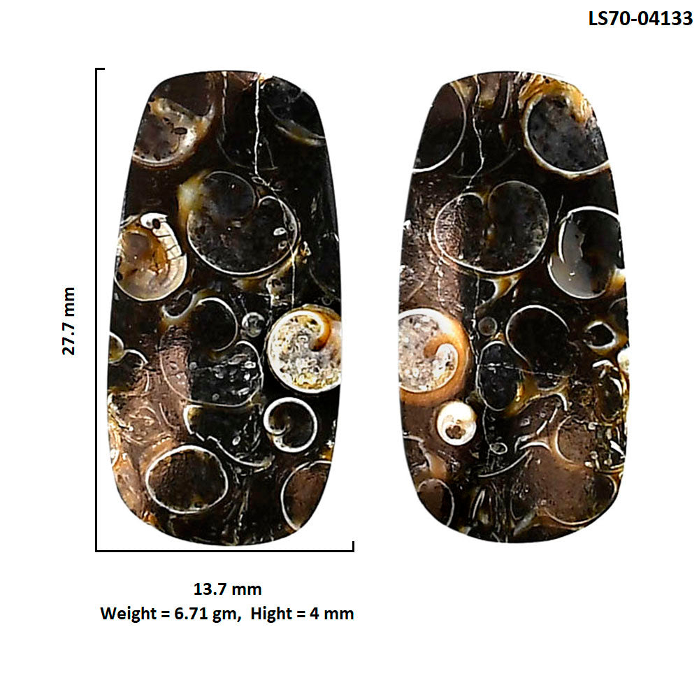 Turtella Jasper Pair 13.7x27.7x4 mm Cushion Shape Polished Gemstone LS70-04133