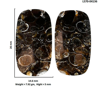 Turtella Jasper Pair 14.6x26x5 mm Cushion Shape Polished Gemstone LS70-04136