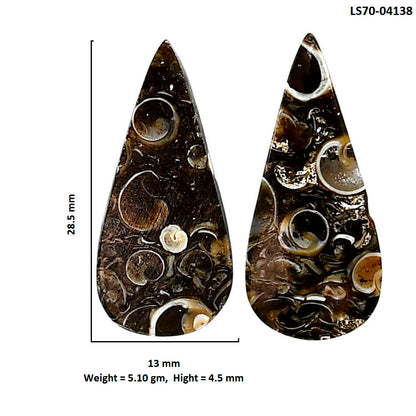 Turtella Jasper Pair 13x28.5x4.5 mm Pear Shape Polished Gemstone LS70-04138
