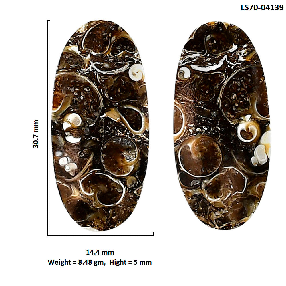 Turtella Jasper Pair 14.4x30.7x5 mm Oval Shape Polished Gemstone LS70-04139