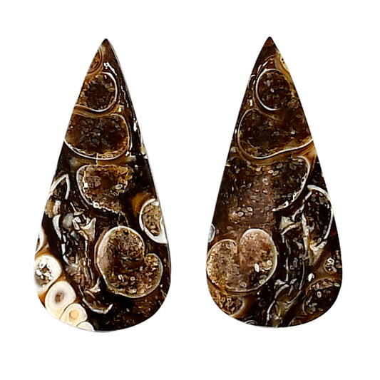 Turtella Jasper Pair 12x25.4x4.5 mm Pear Shape Polished Gemstone LS70-04141