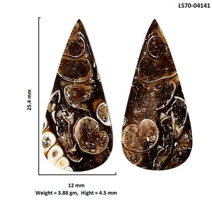 Turtella Jasper Pair 12x25.4x4.5 mm Pear Shape Polished Gemstone LS70-04141