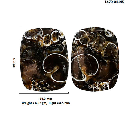 Turtella Jasper Pair 14.3x19x4.5 mm Cushion Shape Polished Gemstone LS70-04145