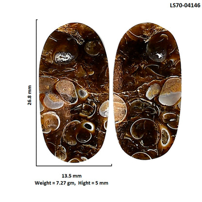Turtella Jasper Pair 13.5x26.8x5 mm Oval Shape Polished Gemstone LS70-04146