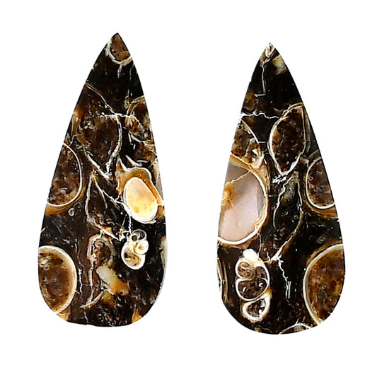 Turtella Jasper Pair 12.7x28.5x4 mm Pear Shape Polished Gemstone LS70-04148
