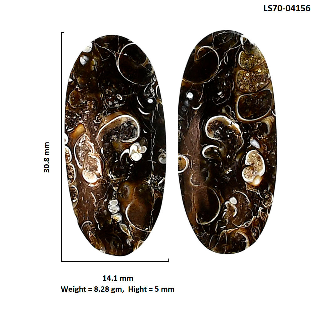 Turtella Jasper Pair 14.1x30.8x5 mm Oval Shape Polished Gemstone LS70-04156
