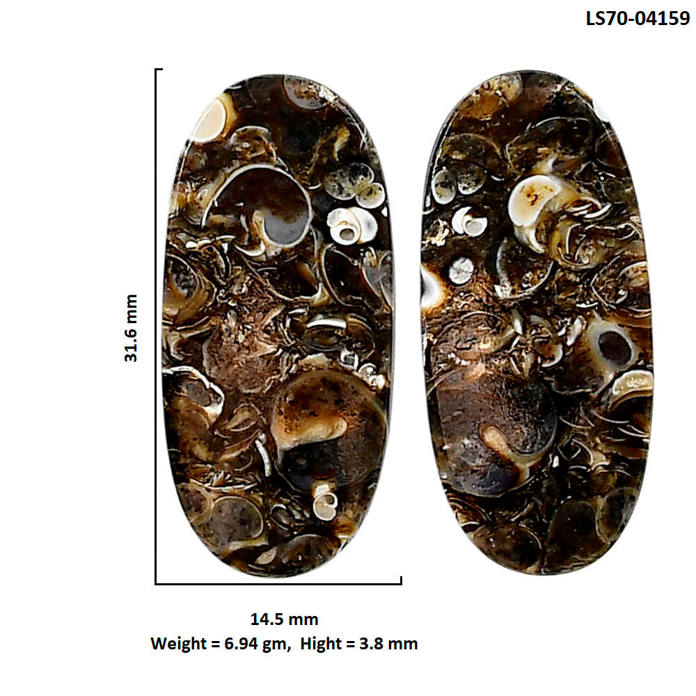 Turtella Jasper Pair 14.5x31.6x3.8 mm Oval Shape Polished Gemstone LS70-04159