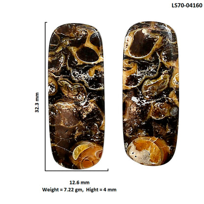 Turtella Jasper Pair 12.6x32.3x4 mm Oval Shape Polished Gemstone LS70-04160