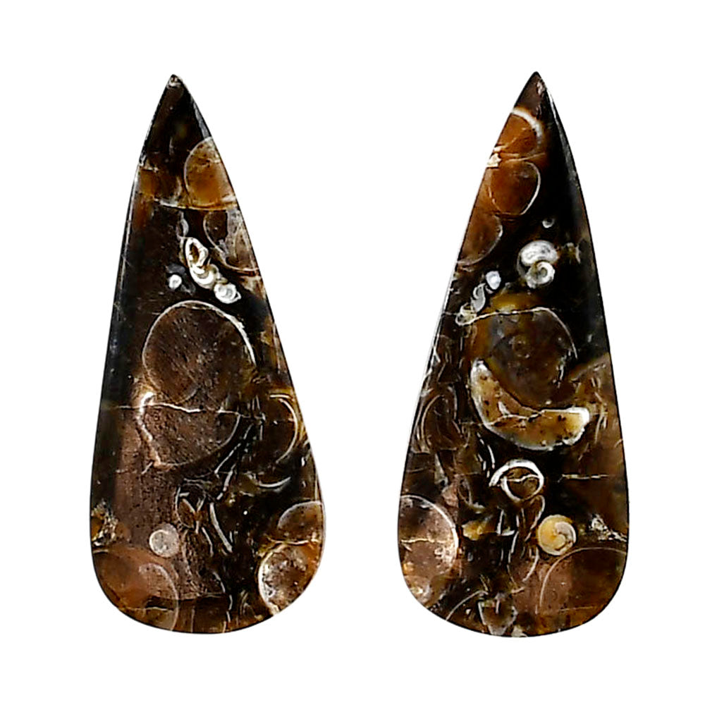 Turtella Jasper Pair 12.7x30.3x3.8 mm Pear Shape Polished Gemstone LS70-04161
