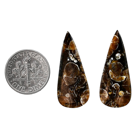 Turtella Jasper Pair 12.7x30.3x3.8 mm Pear Shape Polished Gemstone LS70-04161