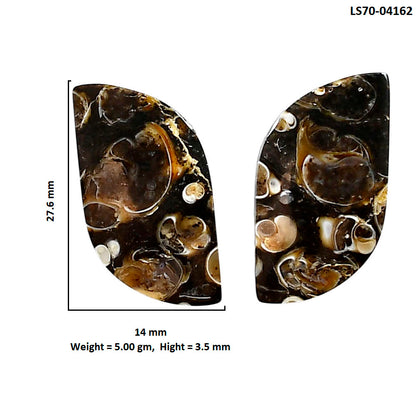 Turtella Jasper Pair 14x27.6x3.5 mm Fancy Shape Polished Gemstone LS70-04162