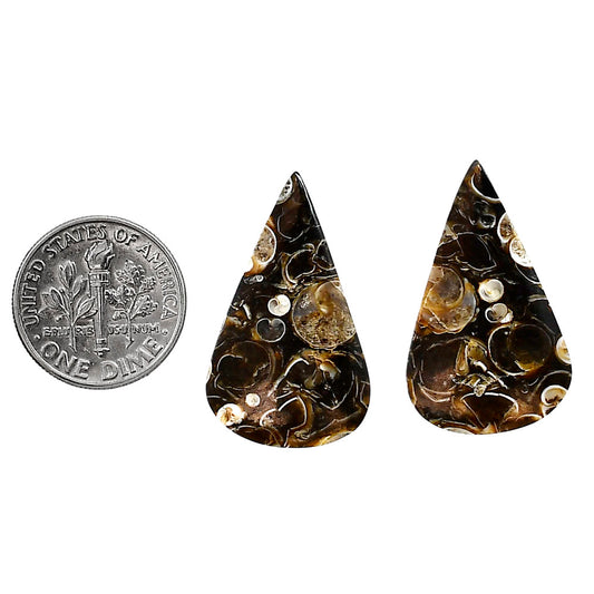 Turtella Jasper Pair 17x28.1x3.5 mm Pear Shape Polished Gemstone LS70-04168