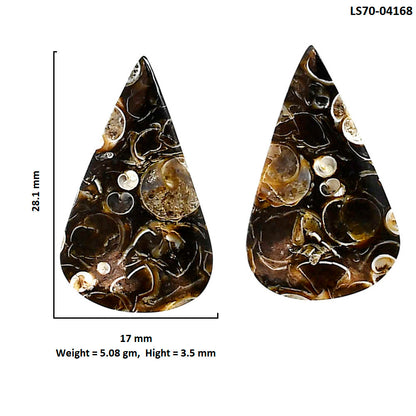 Turtella Jasper Pair 17x28.1x3.5 mm Pear Shape Polished Gemstone LS70-04168