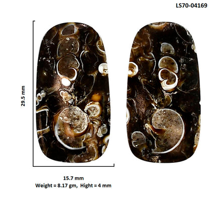 Turtella Jasper Pair 15.7x29.5x4 mm Cushion Shape Polished Gemstone LS70-04169