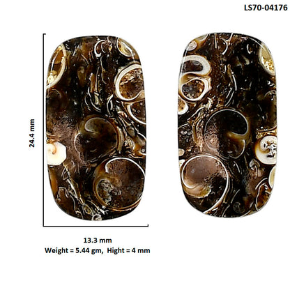 Turtella Jasper Pair 13.3x24.4x4 mm Cushion Shape Polished Gemstone LS70-04176