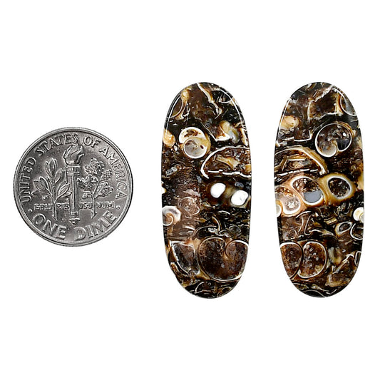 Turtella Jasper Pair 13.5x32x4 mm Oval Shape Polished Gemstone LS70-04181