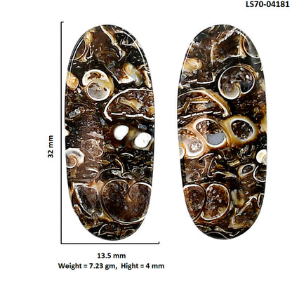 Turtella Jasper Pair 13.5x32x4 mm Oval Shape Polished Gemstone LS70-04181