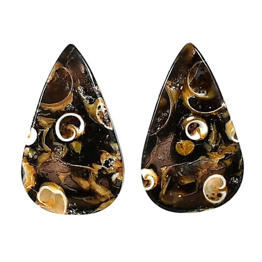Turtella Jasper Pair 14x22.5x3.8 mm Pear Shape Polished Gemstone LS70-04187