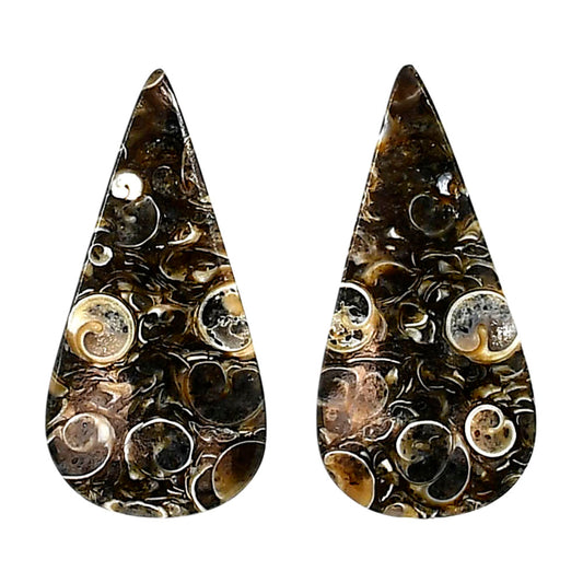 Turtella Jasper Pair 15x30.3x4.3 mm Pear Shape Polished Gemstone LS70-04188
