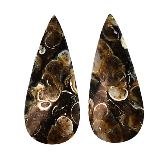 Turtella Jasper Pair 12.7x29x3 mm Pear Shape Polished Gemstone LS70-04191