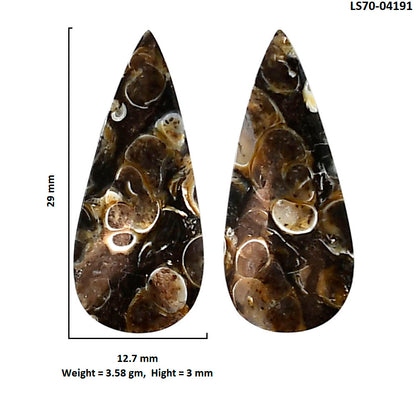 Turtella Jasper Pair 12.7x29x3 mm Pear Shape Polished Gemstone LS70-04191