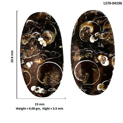 Turtella Jasper Pair 15x28.8x3.5 mm Oval Shape Polished Gemstone LS70-04196