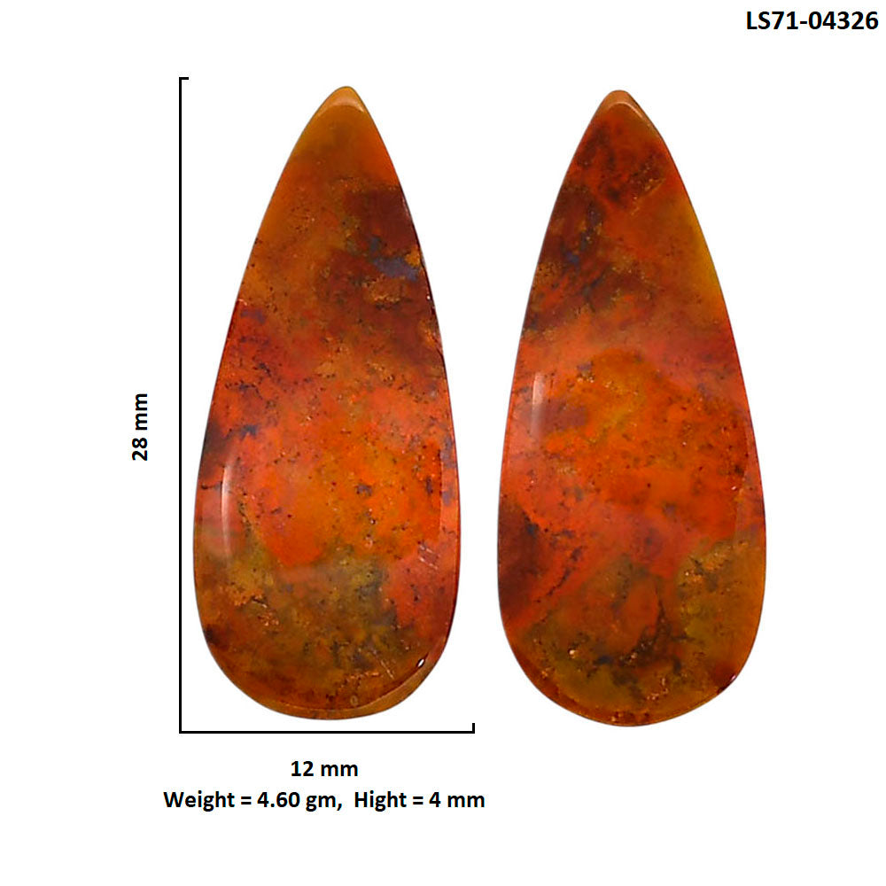 Rare Cady Mountain Agate Pair 12x28x4 mm Pear Shape Polished Gemstone LS71-04326