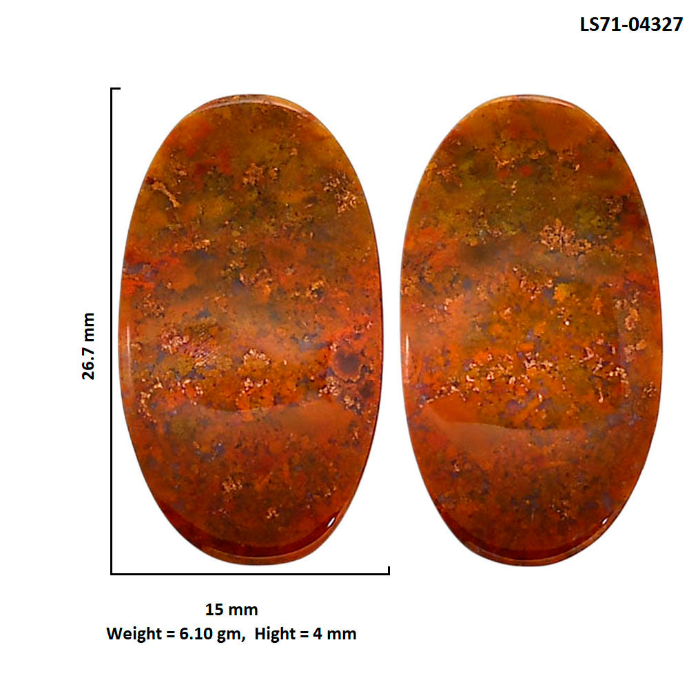 Rare Cady Mountain Agate Pair 15x26.7x4 mm Oval Shape Polished Gemstone LS71-04327