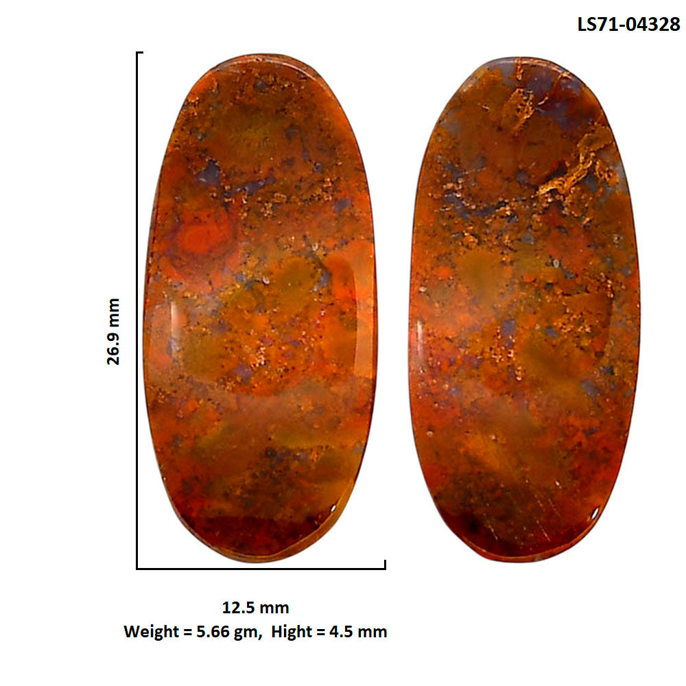 Rare Cady Mountain Agate Pair 12.5x26.9x4.5 mm Oval Shape Polished Gemstone LS71-04328