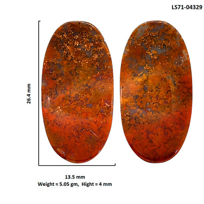 Rare Cady Mountain Agate Pair 13.5x26.4x4 mm Oval Shape Polished Gemstone LS71-04329