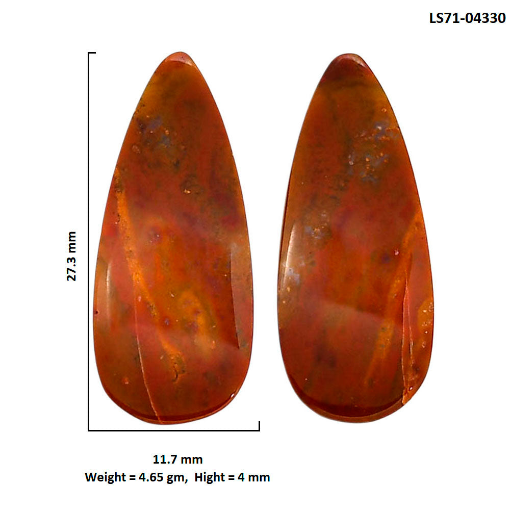 Rare Cady Mountain Agate Pair 11.7x27.3x4 mm Pear Shape Polished Gemstone LS71-04330
