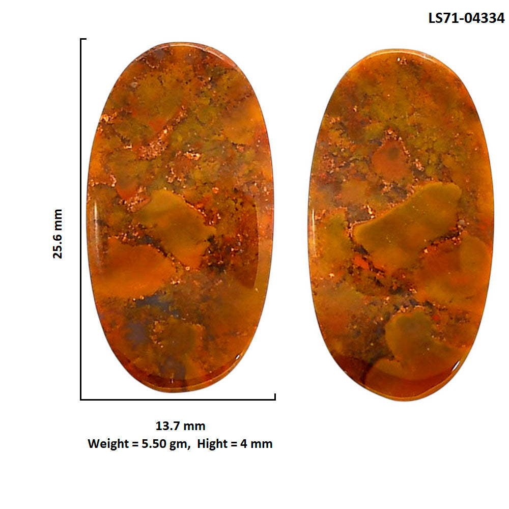 Rare Cady Mountain Agate Pair 13.7x25.6x4 mm Oval Shape Polished Gemstone LS71-04334