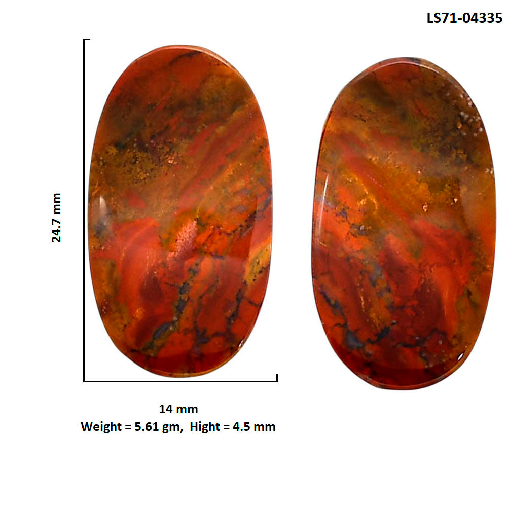 Rare Cady Mountain Agate Pair 14x24.7x4.5 mm Oval Shape Polished Gemstone LS71-04335