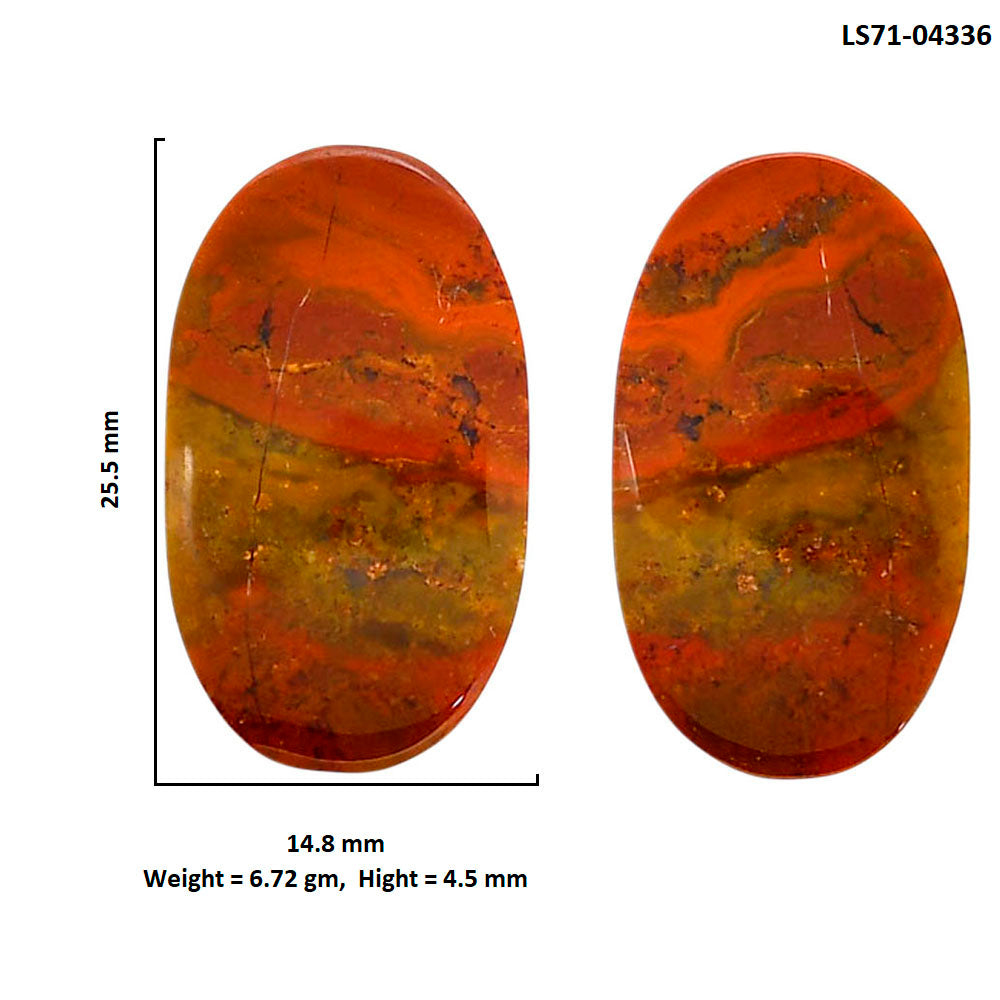 Rare Cady Mountain Agate Pair 14.8x25.5x4.5 mm Oval Shape Polished Gemstone LS71-04336