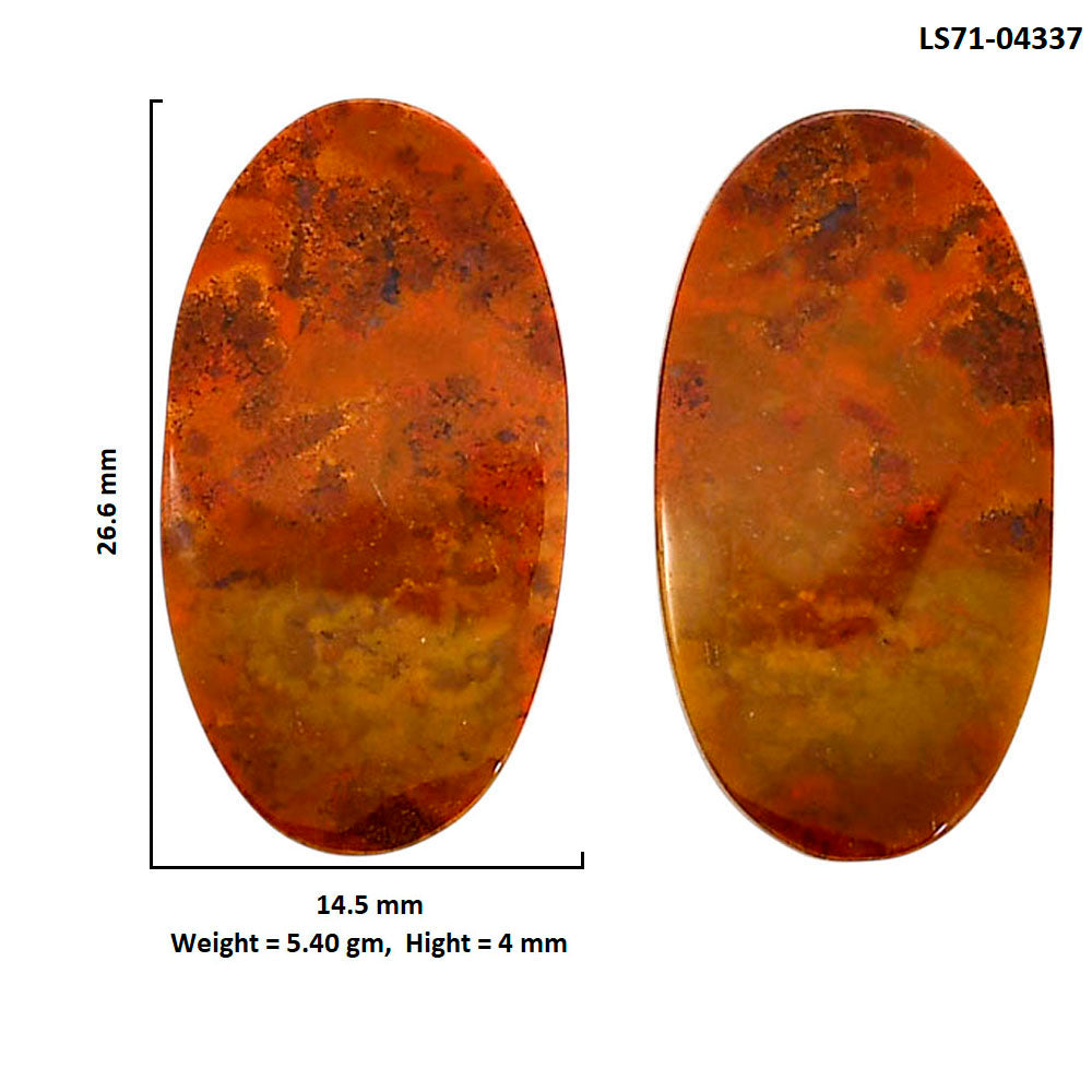 Rare Cady Mountain Agate Pair 14.5x26.6x4 mm Oval Shape Polished Gemstone LS71-04337